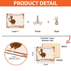 DIY Little Turkey Baby's First Thanksgiving Handprint Craft Decor Sign, My First Thanksgiving Kids Footprint Keepsake Gobble-Gobble Turkey Theme Decoration, Fall Kid Art from Newborn, Happy Turkey-Day