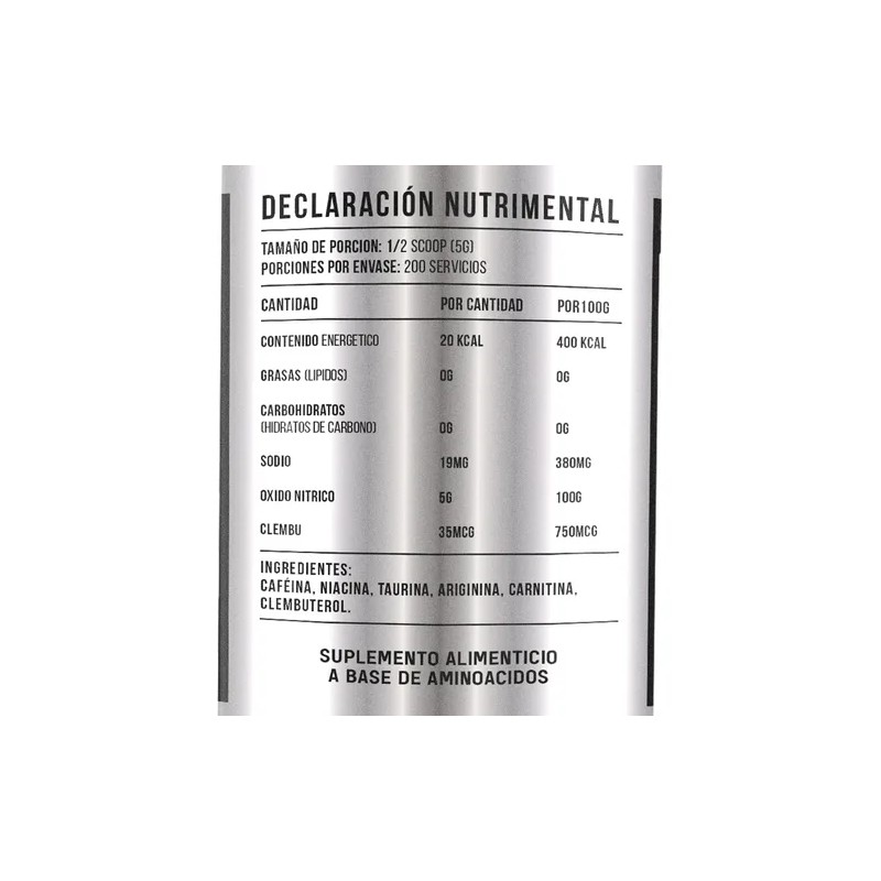 Black Supplements Oxido Nítrico + Clembu 1kg Pre Entreno