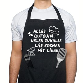 trabag Cooking Apron Funny with Pockets, Cooking Apron Men Women Black, BBQ Apron for Men Funny, Fat and Wear-resistant Apron Men, Cooking Apron Men Funny for Home, Restaurant, black