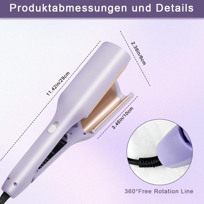 Lockenstab Große Wellen, 32mm für französische Eierrollen, Welleneisen Lockenstab stäben