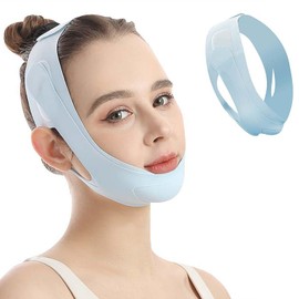 Small Face Belt, Small Face Plus, Breathable, Quick Drying, Stretchable, 3D Small Face Pack; Effective for Sagging, Swelling and Small Face Double Chin Unisex (Blue)