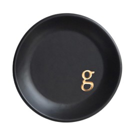 COLLECTIVE HOME - Ceramic Jewelry Tray, Decorative Trinket Dish for Rings Earrings Necklaces Bracelet Watch Keys, Birthday Mother's Day Christmas Gift for Women, 4.75", Black Surface (g)
