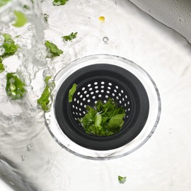 2 PCS Kitchen Stainless Silicone Sink Strainer, 4.5 inch Diameter… (Black)