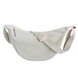 FINEASY Bum Bag for Women, Bum Bag Cord Women, Fanny Pack, Fashionable and Practical Belt Bag Made of Soft Corduroy Fabric, Ideal for Travel, Everyday and Festivals, White, Modern simplicity