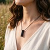 Lebensquelle Plus Black Tourmaline/Schorl Raw Stone Pendant with Leather Cord