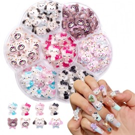 Gulenvailo About 70pcs Cute Nail Art Charms Nail Parts Cartoon Nail Decoration Nail Charms Handmade Cute 3D Resin Charms Handmade Cat Fashion Kit Nail Design Supplies DIY Craft Accessories Crafts