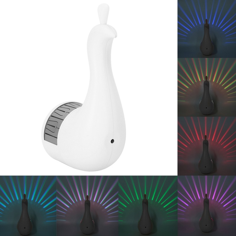 PeacockShaped Projection Lamp Decorative Light Touch Control ABS Nightlight Bedroom(White