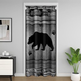 Cortina de puerta de pata de oso 1 panel, 34 pulgadas de ancho x 80 pulgadas de largo, cortina de privacidad para sala de estar, recámara, cortina clásico de rayas de madera para privacidad