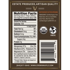 Crown Maple Organic Grade A Maple Syrup, Very Dark, 128 Fl. Oz (Pack of 1)