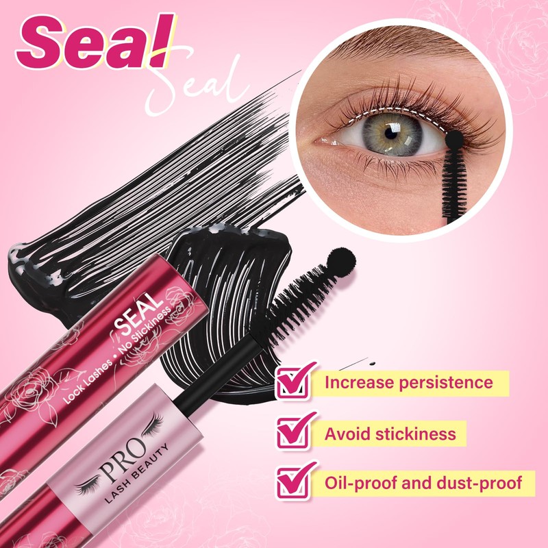 Prolashbeauty Black Eyelash Glue & Sealer, 48h Waterproof Lash Bond