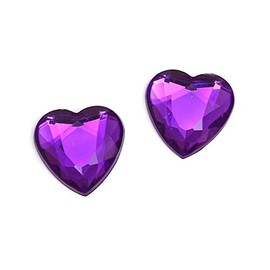 Idin Jewellery - Blue Violet faceted acrylic rhinestone heart clip-on earrings (approx. 16 x 16 mm)