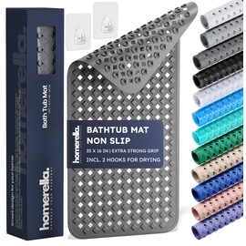 homerella® Bathtub Mat Non Slip 35x16, Incl. Hooks for Drying, Extra Long, 100% BPA Free, Shower Mat Non Slip Anti Mold, Machine Washable, Shower Mats for Inside Shower Mildew Resistant
