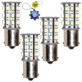 HQRP 4-Pack BA15s Bayonet Base 30 LEDs SMD LED Bulb Warm White for #93 1141 1156 1073 1093 1129 Replacement plus HQRP Sun Meter