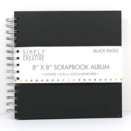 Trimcraft SCALB016 Simply Creative Plain Black Scrapbook Album 8"x8" (40 Pages)