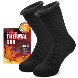 Busy Socks Busy Socks Winter Warm Thermal Socks for Men Women Extra Thick Insulated Heated Crew Boot Socks for Extreme Cold Weather, Medium, 1 Pair Black