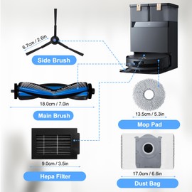 Fixbetter accessories set for Deebot T50 Max Pro Omni Robot vacuum cleaner replacement, 1 roll brush, 4 filters, 4 dust bags, 4 wiping pads, 4 side brushes spare parts for sweeping machines