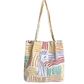 Bikasun Large Shoulder Bag Women's Cord Shoulder Bag Beach Bag Cord Bag Crossbody Bag Shopper Tote Bag Shopping Bag Handbag Shopper for Work Shopping School Colourful Striped