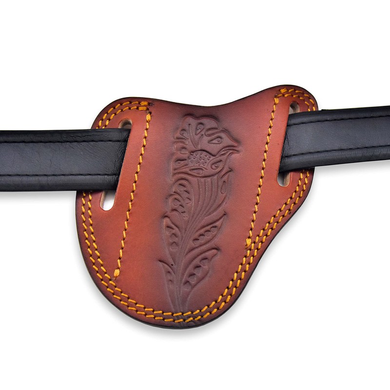 Custom Leather Sheath Slanted Pancake Tooled Leather Sheath/Trapper Knife Sheath/Hunting