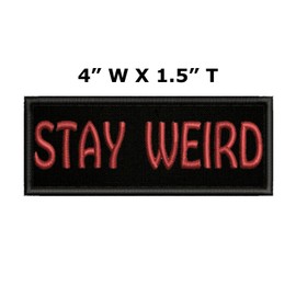 Athena Brands Stay Weird Badge Patch Iron-On Embroidered Applique, Goth Punk Alt Fun Cool Gift