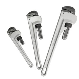 HFS(R 3-Piece Heavy Duty Aluminum Straight Pipe Wrench Set, 10", 14", 18", Adjustable Plumbing Wrench Set, Drop Forged