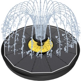 Yzert Solar Bird Bath Fountains,3.5W Glass Panel Solar Fountain Pump for Bird Bath No Battery,Solar Water Fountain Outdoor with 4 Fixed Pipes 7 Nozzles(Black)