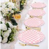 HEIPINIUYE 50 Pieces Light Pink Gingham Paper Plates 7 Inch