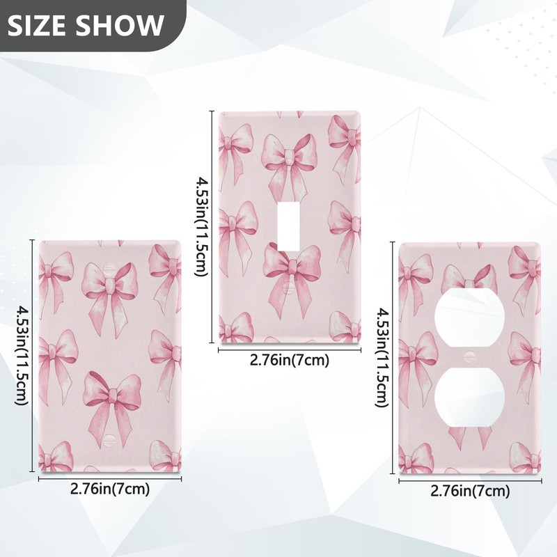 KJIZMO Duplex Outlets Wall Plate Cover, Unbreakable Pink Bows (1)