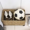 PEMAR Set 2 Nesting Natural Wicker Rolling Storage Baskets on