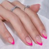 French Tip Press On Nails Almond - BTArtbox Hot Pink