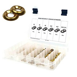 Brass Finishing Cup Washer Countersunk Washer Kit #4 Through 1/4" - 276 Pieces