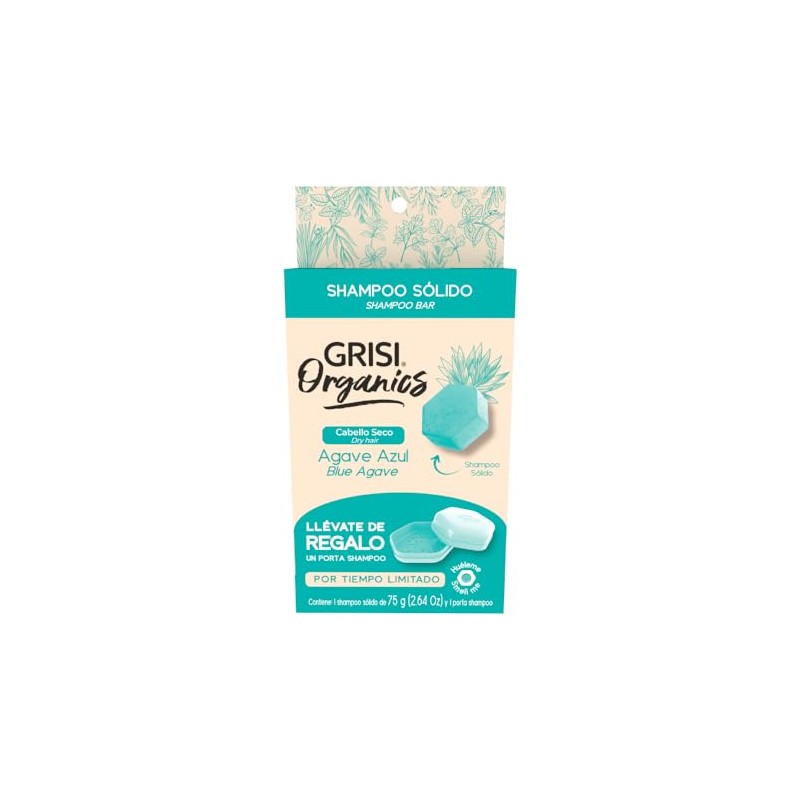 Shampoo Sólido Agave Azul para Cabello Seco, 75gr