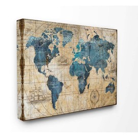 Stupell Industries Vintage Abstract World Map Design Decorative Wall Hangings, multi-color