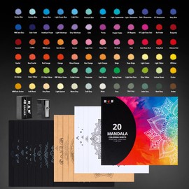 H & B Colored Pencil Set 72pcs with Mandala Coloring Sheets Art Supplies Drawing Kit for Adult Coloring and Kids