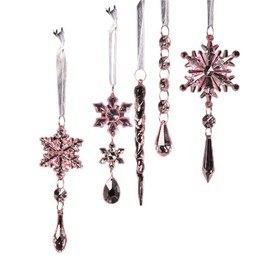 Perfeclan 5 Stücke Hängende Acryl Eiszapfen Tropfen Glitzer Klare Schneeflocken Neujahr Party Supplies Home Weihnachten Geburtstag Schneeflocken Ornamente, Rosa