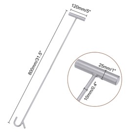 HARFINGTON 5th Wheel Pin Puller 31.5" Length Wheel Puller Hook T-Handle Double Hook Rustproof Non-Slip for Releasing The 5th Wheel Lock Pushing & Pulling, A3 Steel, 2pcs, Silver