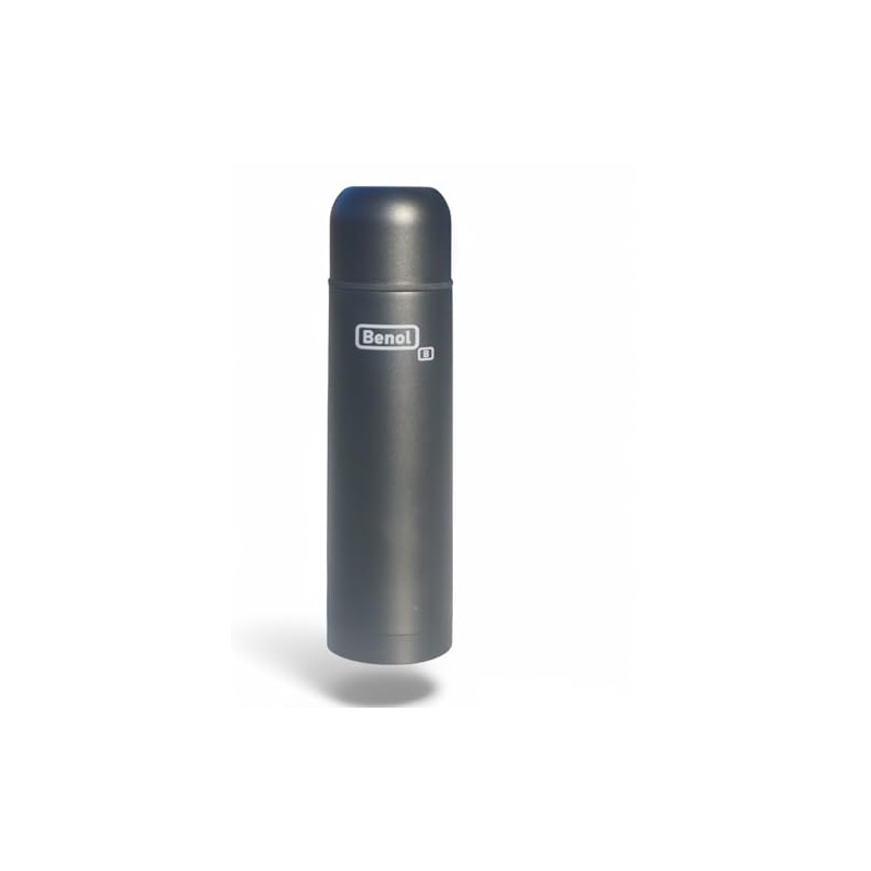 Benol Thermos Flask 500 ml, Black, Insulated Bottle with Drinking