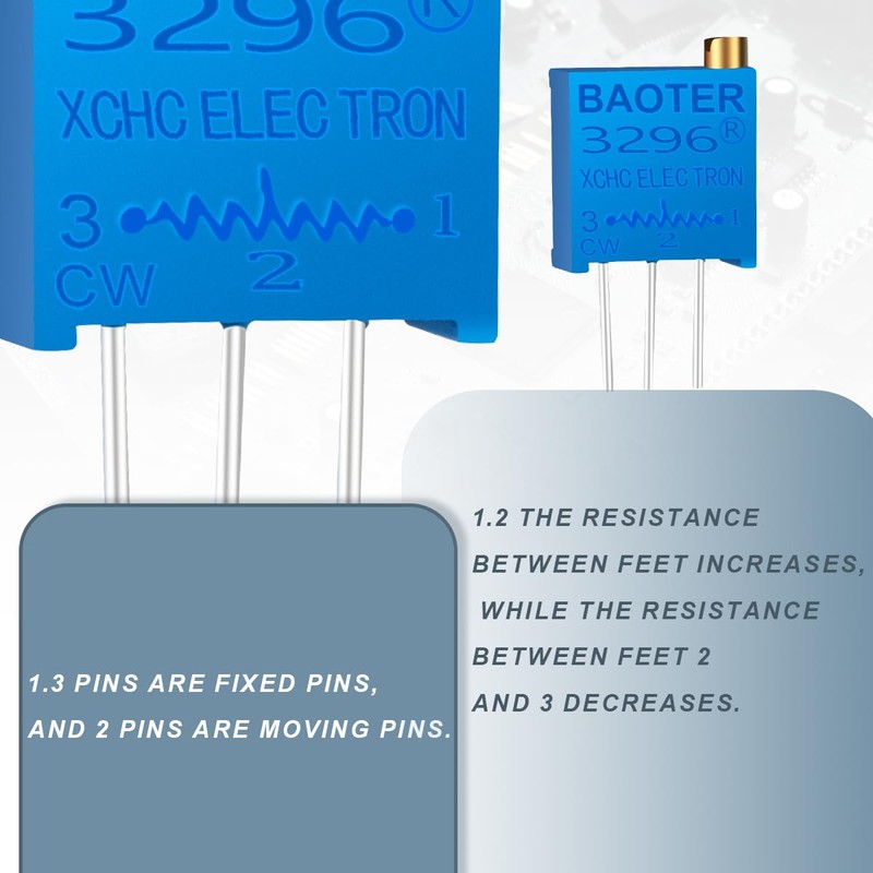 Innfeeltech 20pcs 500 Ohm Multiturn Trimmer Potentiometer Blue Adjustable Variable