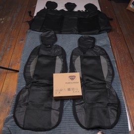 SPARKLY CAR Luxury Leather Air Mesh Seat Covers, Car Seat Cover Full Set Breatha