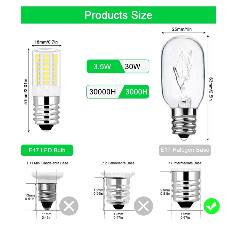 E17 LED Appliance Light Bulb for Refrigerator Fridge Freezer Range