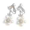 VingTAINE E2-34 Stone x Freshwater Pearl Flower Earrings, Cubic Zirconia,