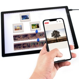 A4 Ultra Slim Slide Viewer, Black Acrylic with 3 Brightness Levels and USB C Power, Supports APP Editing for Easy Scanning and Sharing of Slides and Negative Films