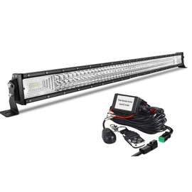 AUXTINGS 42 inch LED Light Bar with Remote Controller Wiring,Triple Row Spot Flood Beam,Strobe Flash Work Driving Lights,Waterproof On/Off Switch for 4x4 Off road Truck SUV Tractor Trailer