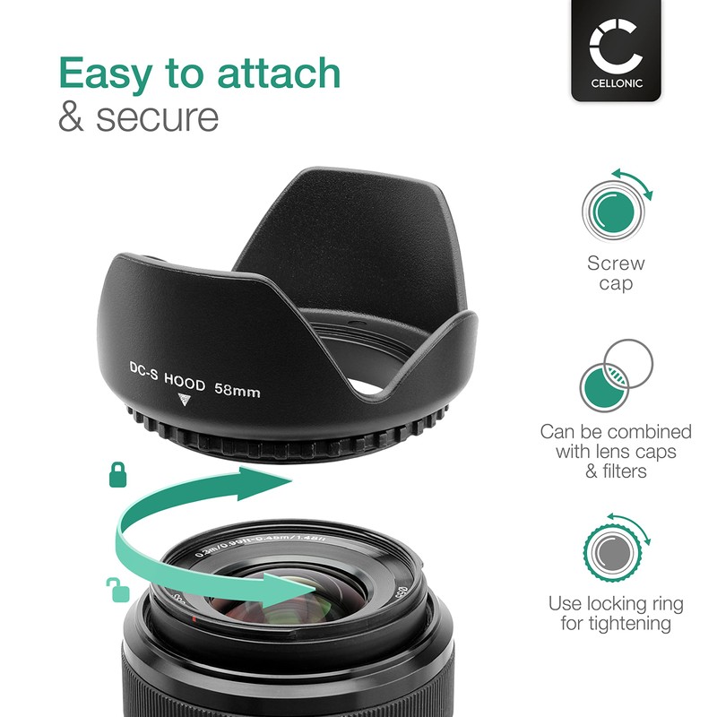 CELLONIC Ø 58mm Lens Hood Compatible for Ø 58mm Plastic