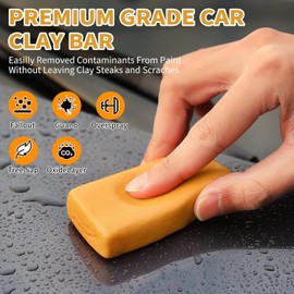 Greedy Tree Heavy Duty Auto Detailing Clay Bar Kit with Clay Luber Synthetic Lubricant - 4 Clay Bars, 10 Pack Lubricant Tablets, Spray Bottle & Microfiber Towel for Car Paint Cleaning