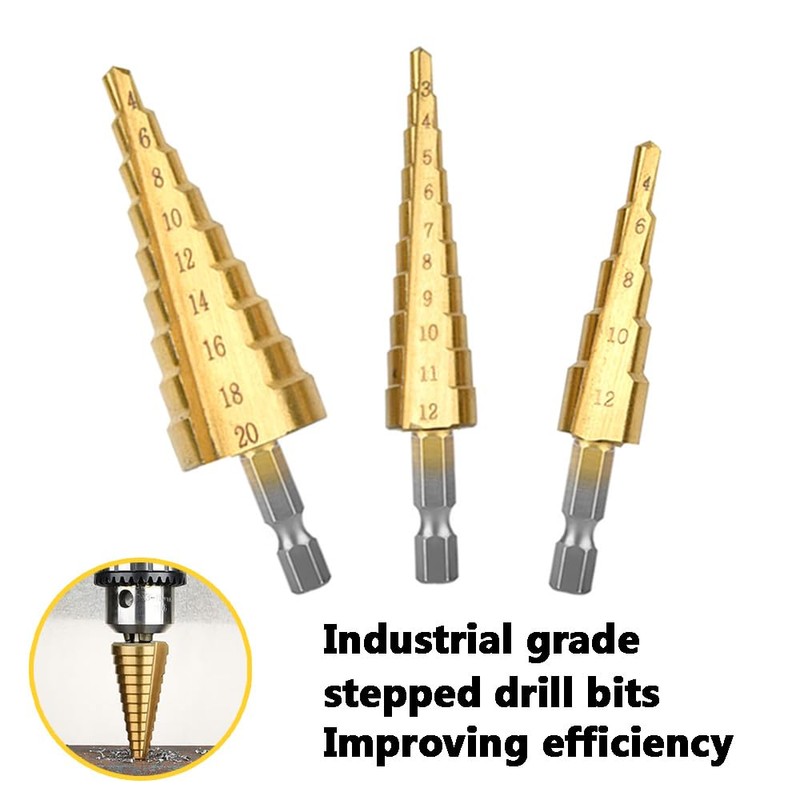 Hocansen 3 Pcs Step Cone Drill Bits Counter Sink Drill