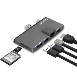 Surface Pro USB 3.0 Mini DP Hub Adapter, mbeat Edge Pro 6-in-1 Multifunction USB 3.0 Hub Adapter with Mini Display Port, Surface Pro Extender, features 4K HDMI Output, 10/100/1000Mbps Gigabit Ethernet USB LAN, 2 Port USB 3.0 Hub, SD and Micro SD TF Card 