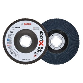 Bosch 1 x Flap Disc (X-LOCK, Diameter 115 mm, Grit K60, Bore Diameter 22.23 mm, Angled, Professional Accessories Angle Grinder)