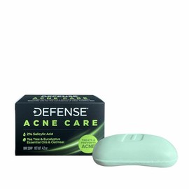 Defense Acne Care Bar Soap contains 2% Salicylic Acid, Tea Tree & Eucalyptus Essential Oils & Oatmeal Scent Skincare Skin Repair Cleanser - Specification: Single Bar