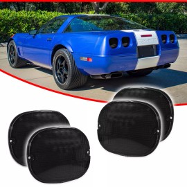 JDMTECH For 1990-1996 Chevy Corvette C4 Smoked Black Rear Tail Light Lamp Lenses 4PCS