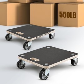 (2 Pack) Heavy Duty 551LB Square Moving Dolly - 3" TPR Wheels, Sturdy Plywood Base, No Assembly - for Appliances, Boxes, Garage & Retail Use